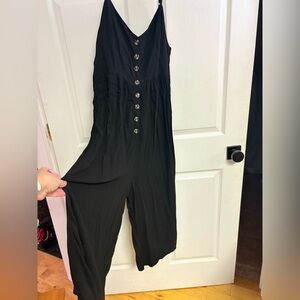 Kori Black Button-Front Jumpsuit medium nwt